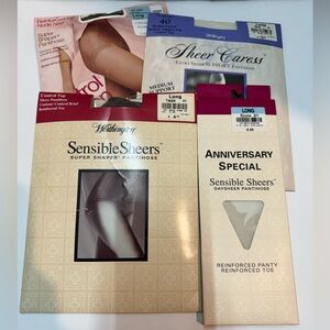 Lot of 4 Vintage women’s pantyhose JC Penney Worthington Taupe Bone 40/41 Long